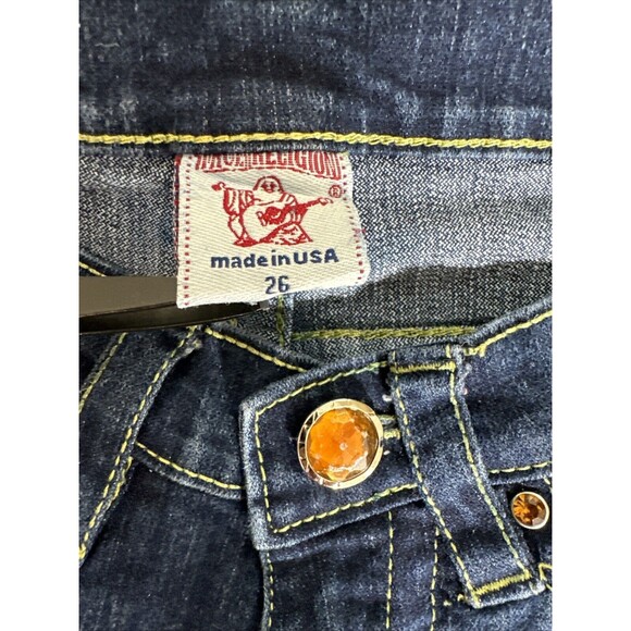 True Religion‎ Jeans Womens Sz 26x28 Blue Low American Cowgirl Preppy Dark Denim - Picture 10 of 14
